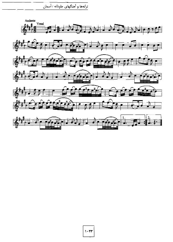 A sheet music with several notes on it.