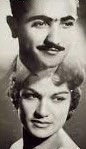 A double exposure of two people with mustache.